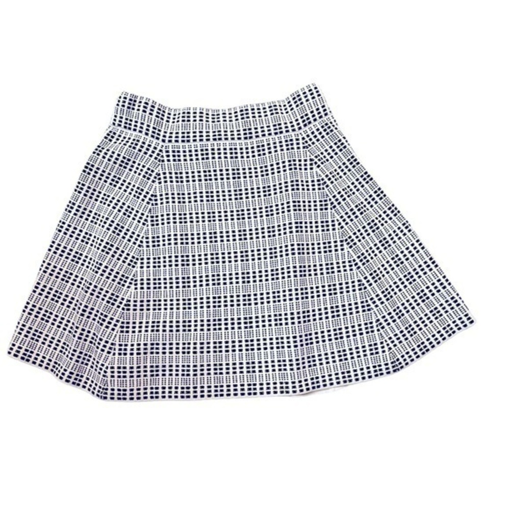 THEORY Black and White Geometric Pattern Mini A-Line Skirt